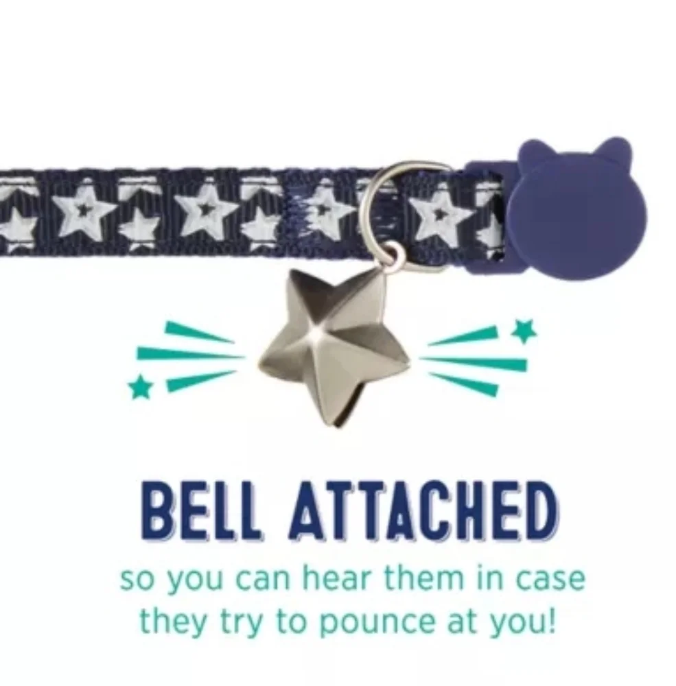 Whisker City Exclusive Night Stars Easy Release Adult Cat Collar (8-12in) NWT